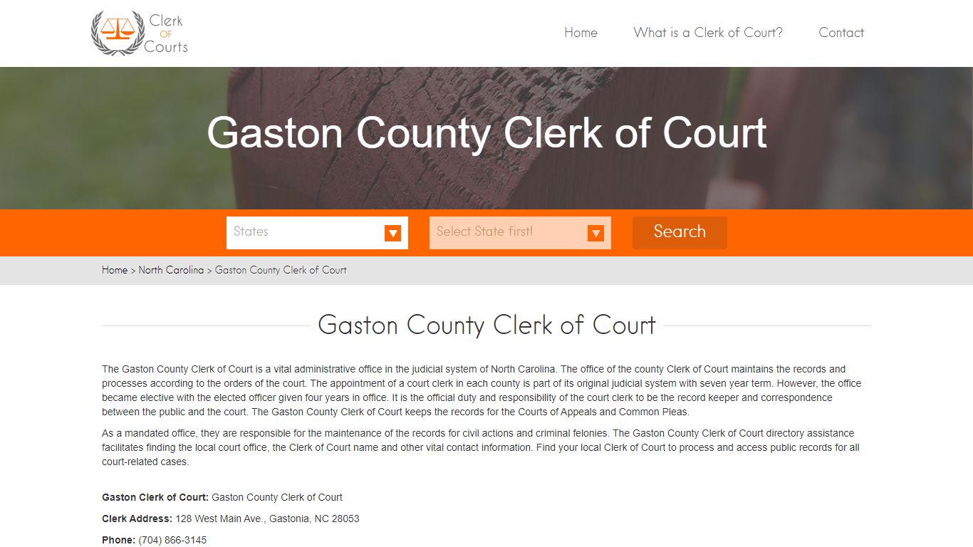 Find Your Gaston County Clerk of Courts in NC - clerk-of ...